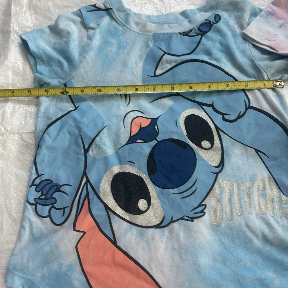 Girl's Disney Stitch Graphic Tee 2-Pack Tie-Dye Short Sleeve Shirts Size M